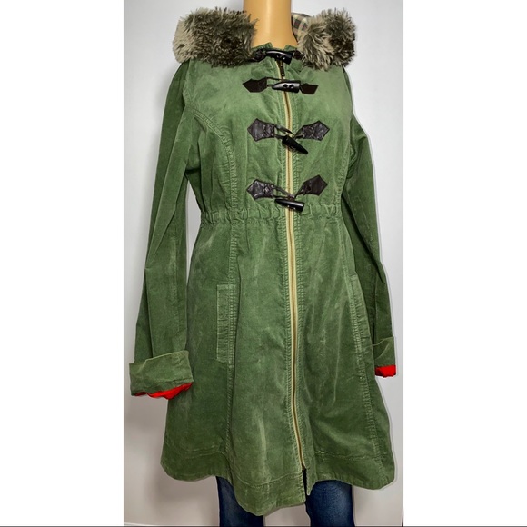 green velvet hooded coat